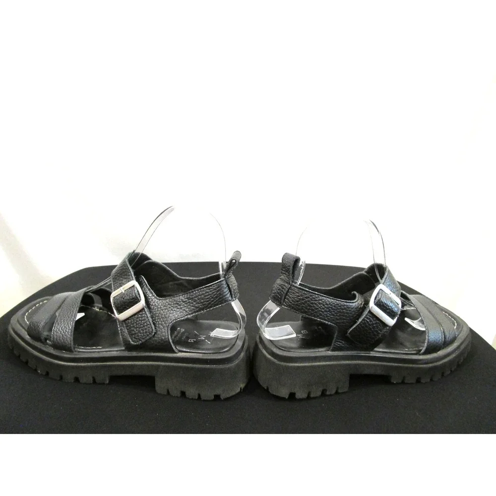 KMB Anthropologie Black Leather Chunky Platform Sandals Women 7US/37EU